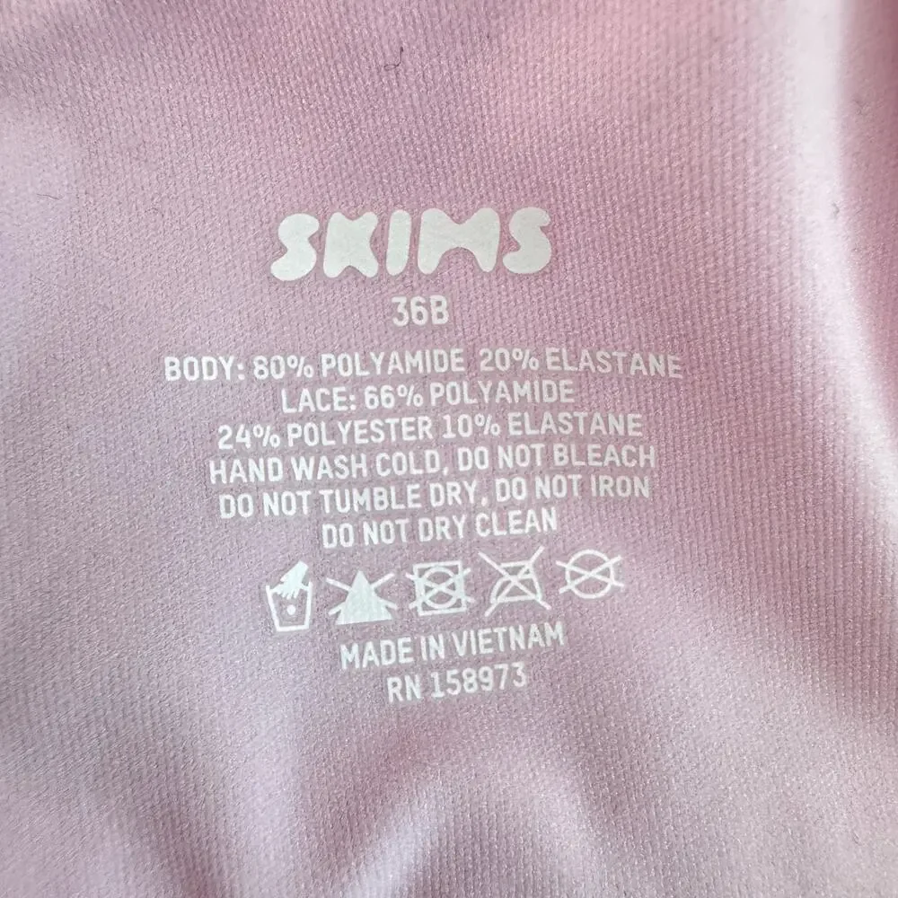 Skims Womens Fits Everybody Lace Unlined Demi Bra Sz 36B Cherry Blossom Pink - Picture 6 of 6